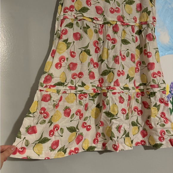 NEW Isaac Mizrahi White Pink Yellow Lemon Cherry Linen Blend Dress S Small NWT - Picture 3 of 10